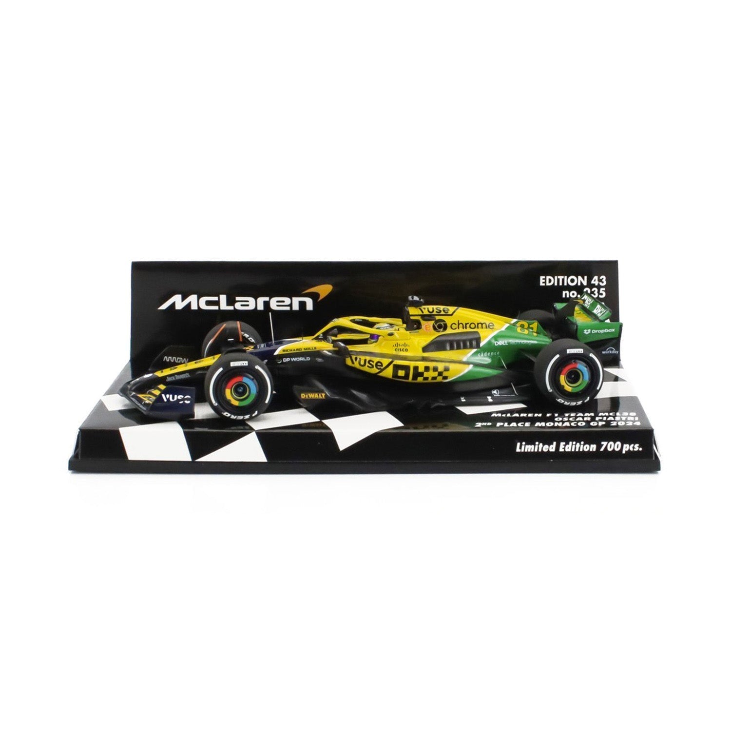 #81 Piastri MCL38 Monaco GP 2nd Place 2024 1:43 Car Model