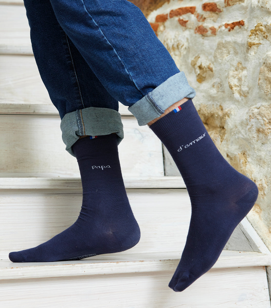 Chaussettes Homme Marine - Papa Amour (Blanc)
