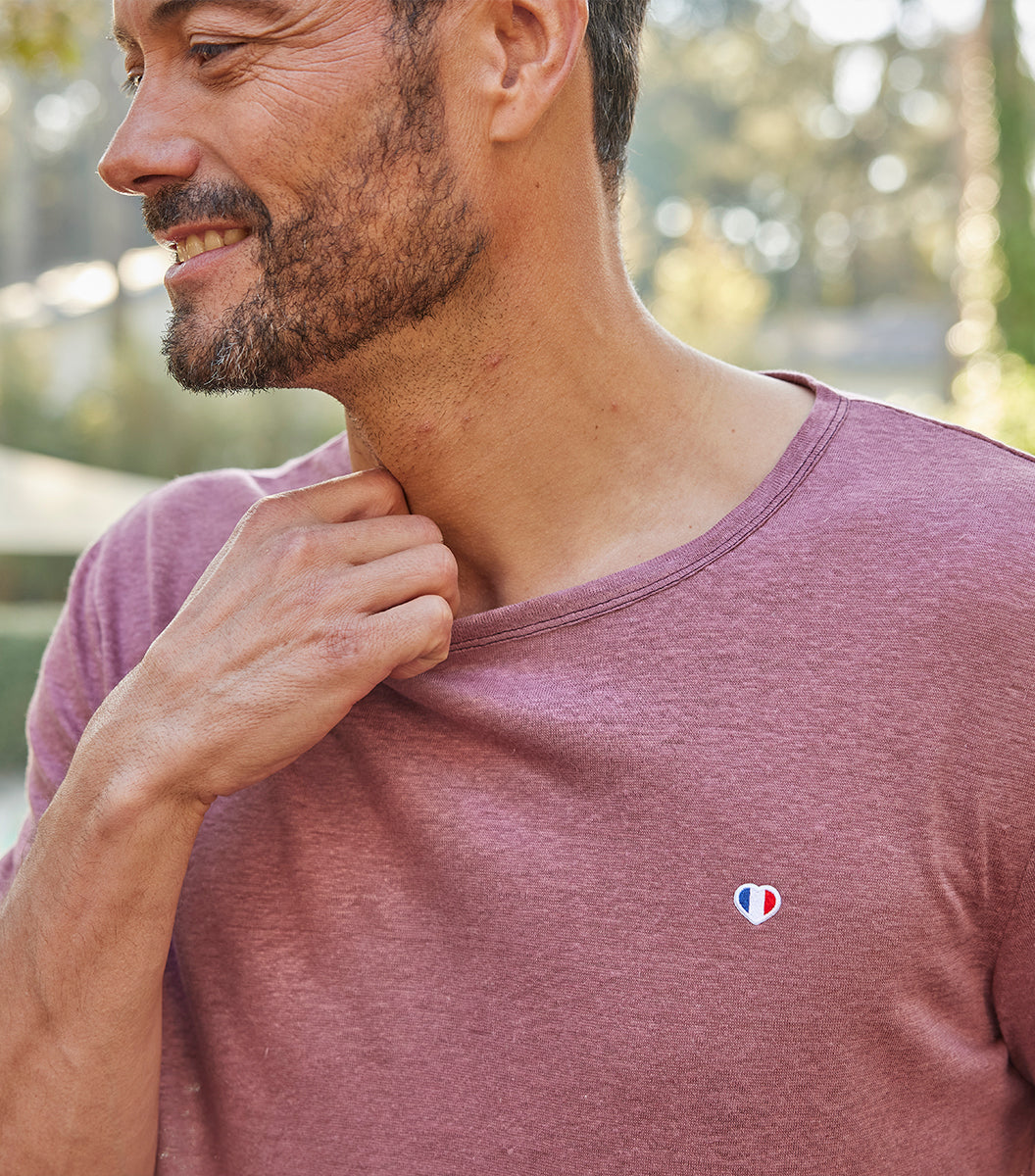 T-shirt Homme en Lin Rose - Iconique