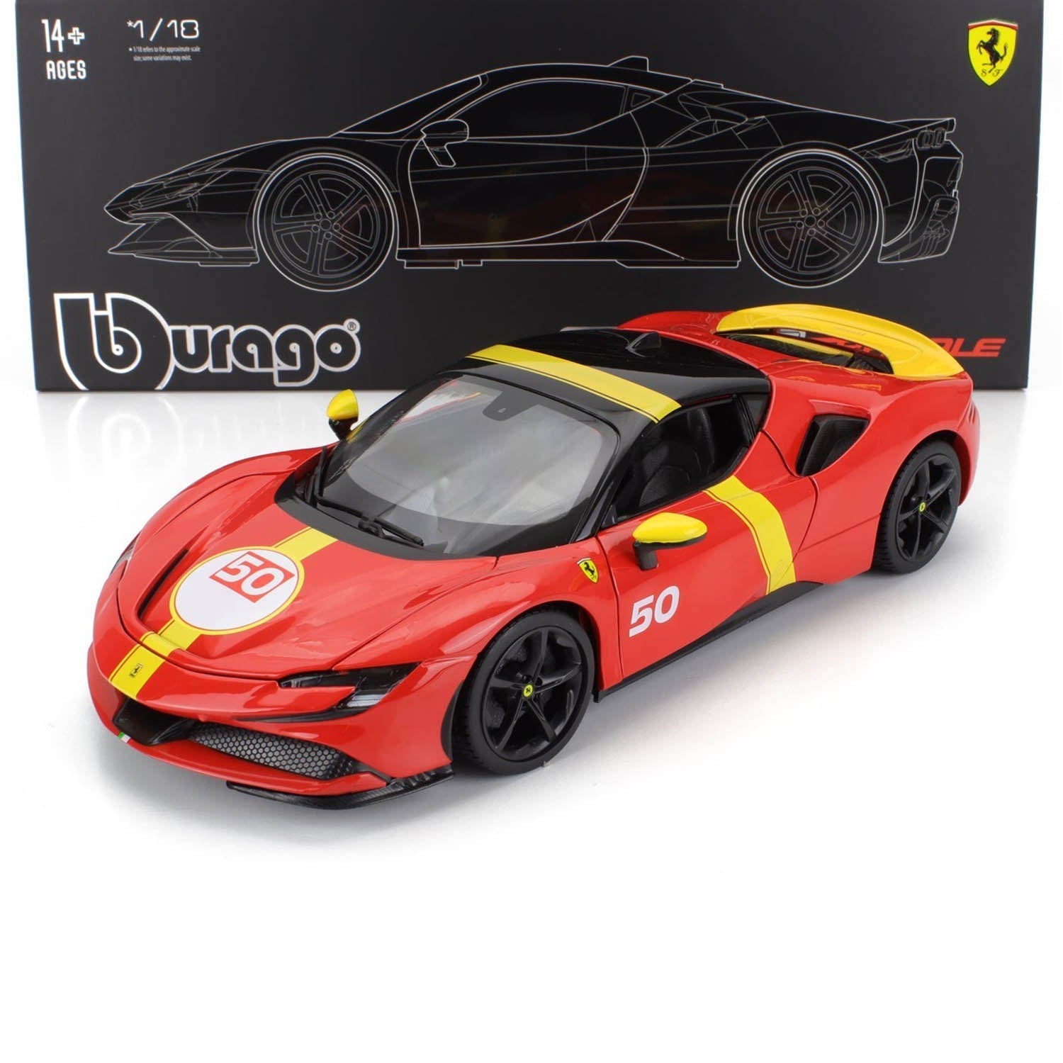 Ferrari SF90 Stradale Hybrid 1000hp #50 24h LE MANS Livery 1:18 Car Model